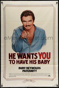 7b611 PATERNITY 1sh '81 great Lettick parody art of Burt Reynolds pointing like Uncle Sam!