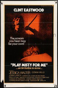7b625 PLAY MISTY FOR ME 1sh '71 classic Clint Eastwood, Jessica Walter, an invitation to terror!