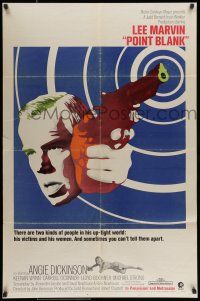 7b629 POINT BLANK 1sh '67 cool artwork of Lee Marvin, sexy Angie Dickinson, film noir!