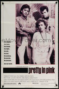 7b634 PRETTY IN PINK 1sh '86 great portrait of Molly Ringwald, Andrew McCarthy & Jon Cryer!