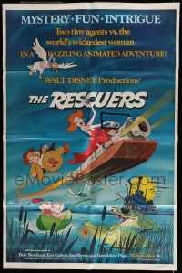 7b677 RESCUERS 1sh '77 Disney mouse mystery adventure cartoon from depths of Devil's Bayou!