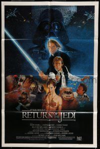 7b682 RETURN OF THE JEDI style B 1sh '83 George Lucas classic, great cast montage by Sano!