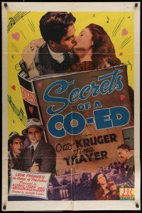 7b763 SECRETS OF A CO-ED 1sh '42 Otto Kruger & Tina Thayer kiss close-up!