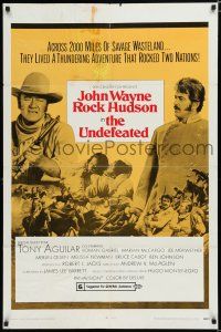 7b928 UNDEFEATED style B 1sh '69 John Wayne & Rock Hudson rode where no one else dared!