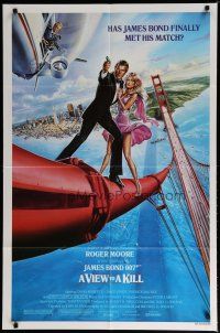 7b940 VIEW TO A KILL style B 1sh '85 art of Moore as James Bond & Tanya Roberts by Daniel Goozee!