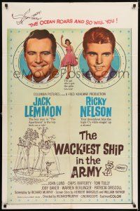 7b942 WACKIEST SHIP IN THE ARMY 1sh '60 Jack Lemmon & Ricky Nelson in grass skirts w/coconut bras!