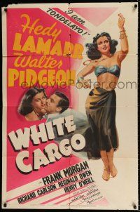 7b967 WHITE CARGO style C 1sh '42 art of sexy Hedy Lamarr as Tondelayo, Walter Pidgeon, rare!