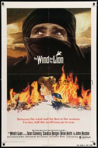 7b976 WIND & THE LION 1sh '75 art of Sean Connery & Candice Bergen, John Milius