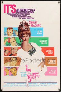 7b986 WOMAN TIMES SEVEN 1sh '67 sexy Shirley MacLaine is as naughty as a pink lace nightgown!