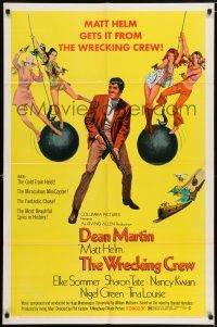 7b988 WRECKING CREW 1sh '69 Robert McGinnis art of Dean Martin as Matt Helm with sexy spy babes!