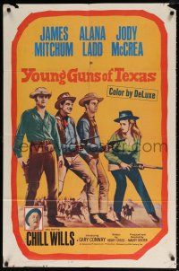 7b995 YOUNG GUNS OF TEXAS 1sh '63 teen cowboys James Mitchum, Alana Ladd & Jody McCrea!