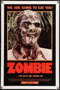 7b998 ZOMBIE 1sh '80 Zombi 2, Lucio Fulci classic, gross c/u of undead, we are going to eat you!