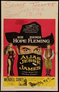 7c082 ALIAS JESSE JAMES WC '59 wacky outlaw Bob Hope & sexy Rhonda Fleming!