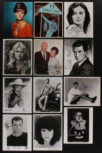 7d124 LOT OF 12 COLOR AND BLACK & WHITE SIGNED 8x10 REPRO STILLS '80s Raquel Welch, Bisset & more!