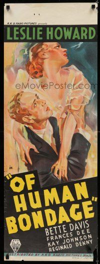 7f044 OF HUMAN BONDAGE Aust long daybill '34 great different art of Leslie Howard & bad Bette Davis!