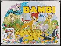 7f496 BAMBI British quad R85 Walt Disney cartoon deer classic, art with Thumper & Flower!