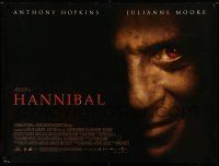 7f521 HANNIBAL DS British quad '00 creepy close up of red-eyed Anthony Hopkins as Dr. Lector!