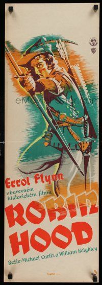 7f087 ADVENTURES OF ROBIN HOOD Czech 12x34 '49 cool Figer art of Errol Flynn as Robin Hood!