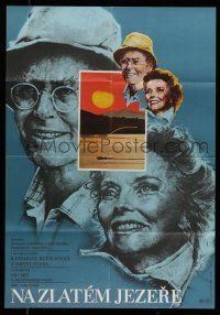 7f105 ON GOLDEN POND Czech 23x33 '82 art of Katharine Hepburn & Henry Fonda by Vaca!
