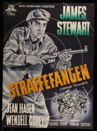 7f610 CARBINE WILLIAMS Danish '53 art of James Stewart with rifle and prison fight by Gaston!