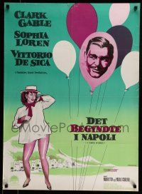 7f647 IT STARTED IN NAPLES Danish '61 cool Stevenov art of Clark Gable & sexy Sophia Loren!