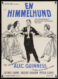 7f675 PROMOTER Danish '52 The Card, great Wenzel art of Alec Guinness, Glynis Johns!