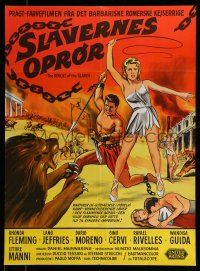 7f679 REVOLT OF THE SLAVES Danish '62 artwork of sexy Rhonda Fleming with whip!