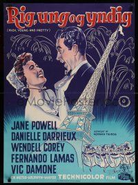 7f681 RICH, YOUNG & PRETTY Danish '52 Jane Powell is romanced in Paris France, Gaston art!