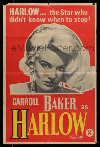 7f491 HARLOW English double crown '65 full-length art of Carroll Baker in the title role!
