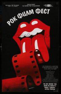 7f382 ROCK FILM FESTIVAL 17x27 Russian film festival poster '93 Rolling Stones lips & tongue art!