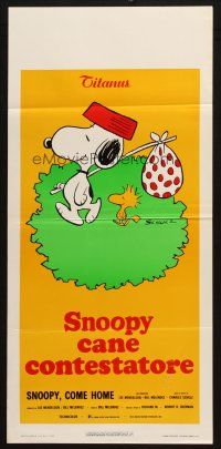7f029 SNOOPY COME HOME Italian locandina '72 Peanuts, great Schulz art of Snoopy & Woodstock!