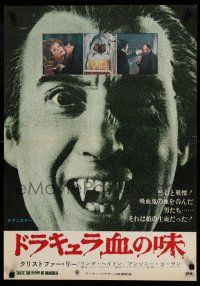 7f267 TASTE THE BLOOD OF DRACULA Japanese '70 best c/u of vampire Christopher Lee showing fangs!