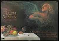 7f770 BABETTE'S FEAST Polish 27x38 '89 great Wieslaw Walkuski art of angel & feast!