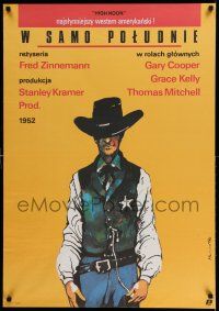 7f795 HIGH NOON Polish 27x38 R87 Marszalek art of Gary Cooper, Fred Zinnemann cowboy classic!