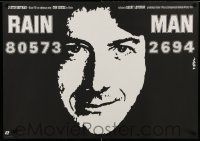 7f820 RAIN MAN Polish 26x37 '90 Erol art of autistic Dustin Hoffman, directed by Barry Levinson!