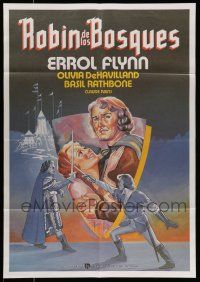 7f395 ADVENTURES OF ROBIN HOOD Spanish R80s different art of Errol Flynn as Robin Hood!