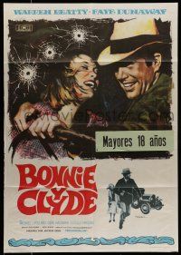 7f410 BONNIE & CLYDE Spanish '68 Mac artwork of crime duo Warren Beatty & Faye Dunaway!