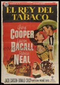 7f414 BRIGHT LEAF Spanish '50 great Albericio art of Gary Cooper & sexy Lauren Bacall!