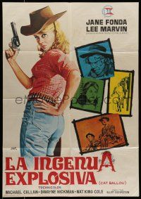 7f423 CAT BALLOU Spanish '65 classic sexy cowgirl Jane Fonda, Lee Marvin, great Jano art!