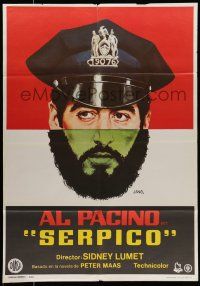 7f477 SERPICO Spanish '74 cool close up image of Al Pacino, Sidney Lumet crime classic, Jano!