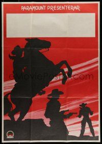 7f075 PARAMOUNT STOCK Swedish '50s cool silhouette western artwork, horses, guns & cowboys!