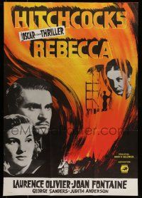 7f077 REBECCA Swedish R66 Alfred Hitchcock, art of Laurence Olivier & Joan Fontaine!