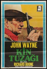 7f119 BIG JAKE Turkish '73 great different artwork of John Wayne with revolver!