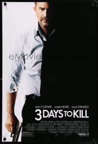 7g002 3 DAYS TO KILL advance DS 1sh '14 image of Kevin Costner as dying Secret Service agent!