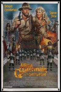 7g029 ALLAN QUATERMAIN & THE LOST CITY OF GOLD 1sh '86 J.D. art of Chamberlain, Sharon Stone!