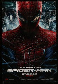 7g031 AMAZING SPIDER-MAN teaser DS 1sh '12 portrait of Andrew Garfield in title role over city!