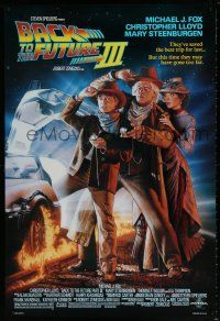 7g064 BACK TO THE FUTURE III DS 1sh '90 Michael J. Fox, Chris Lloyd, Drew Struzan art!