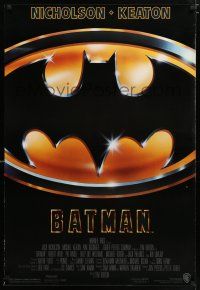 7g073 BATMAN 1sh '89 directed by Tim Burton, cool image of Bat logo!