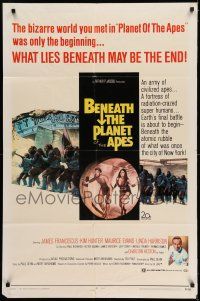 7h082 BENEATH THE PLANET OF THE APES 1sh '70 sci-fi sequel, what lies beneath may be the end!