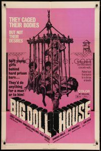 7h094 BIG DOLL HOUSE 1sh '71 artwork of Pam Grier whose body was caged, but not her desires!